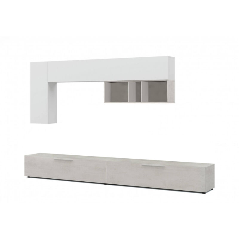 Mueble para TV Living, con dos puertas, módulo colgante y estante, cm 260x32h42, color Cemento y Blanco - Dmora
Mueble para TV Living, con dos puertas, módulo colgante y estante, cm 260x32h42, color Cemento y Blanco - Dmora