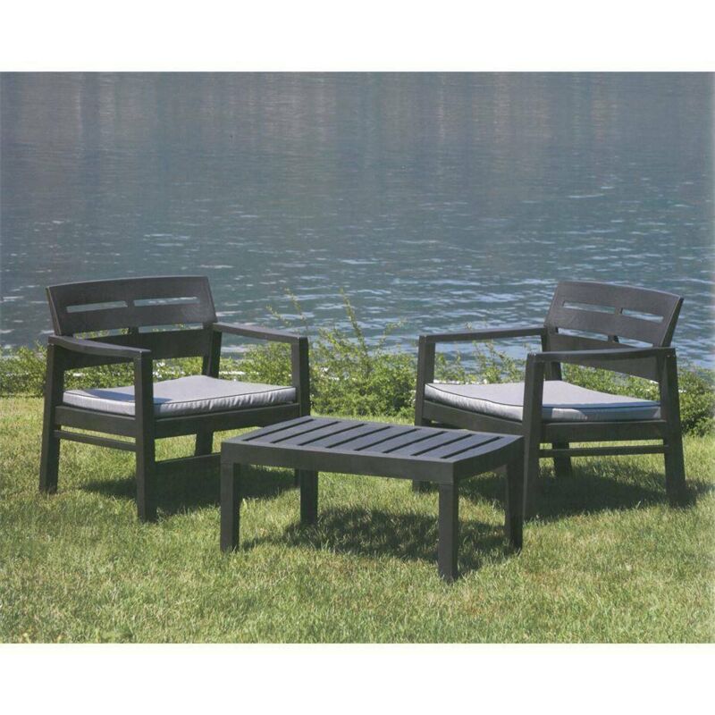Salón interior y exterior compuesto por 2 sillones 1 mesa de centro con cojines, Made in Italy, color Antracita - Dmora
Salón interior y exterior compuesto por 2 sillones 1 mesa de centro con cojines, Made in Italy, color Antracita - Dmora