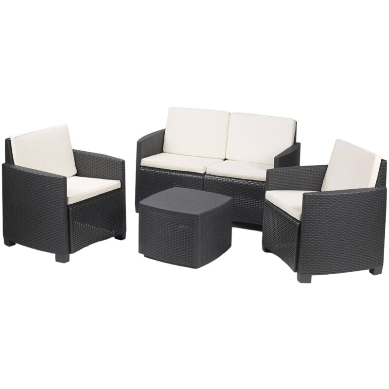 Garden set 'j' con cojines, 1 sofá + 2 sillones (con reposabrazos) + 1 mesa contenedor exterior, Made in Italy, Antracita - Dmora
Garden set 'j' con cojines, 1 sofá + 2 sillones (con reposabrazos) + 1 mesa contenedor exterior, Made in Italy, Antracita - Dmora