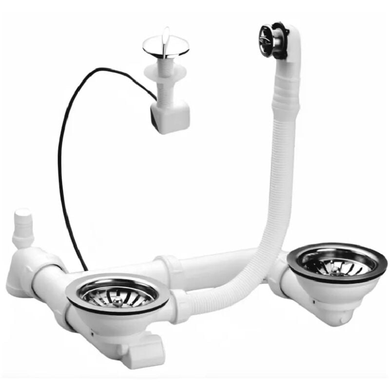 Nicoll - Desagüe completo automático y manual cromado para fregadero doble - 0224045
Nicoll - Desagüe completo automático y manual cromado para fregadero doble - 0224045