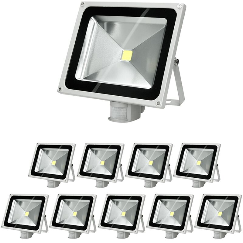 10x Focos reflectores con sensor de movimiento LED 50W - resistente al agua - 2585 lúmenes - 2800K Blanco cálido - Clase de protección IP65
10x Focos reflectores con sensor de movimiento LED 50W - resistente al agua - 2585 lúmenes - 2800K Blanco cálido - Clase de protección IP65