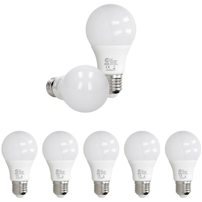 5 x LED Bombilla globo LED 7W E27 - 6000 Kelvin - Ángulo de haz 270 ° - 420 lúmenes - Blanco frio - 220-240 V - EEK A + - Bombillas casquillo
5 x LED Bombilla globo LED 7W E27 - 6000 Kelvin - Ángulo de haz 270 ° - 420 lúmenes - Blanco frio - 220-240 V - EEK A + - Bombillas casquillo