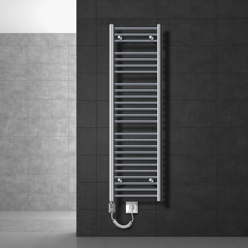 Radiador toallero eléctrico para baño 1200W - 400 x 1500 mm - cromado - curvado con conexión lateral - Radiador moderno - Ecd Germany
Radiador toallero eléctrico para baño 1200W - 400 x 1500 mm - cromado - curvado con conexión lateral - Radiador moderno - Ecd Germany