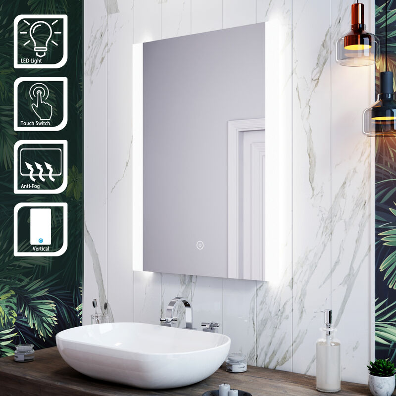 Round Illuminated Led Bathroom Mirror Touch Sensor Demister X