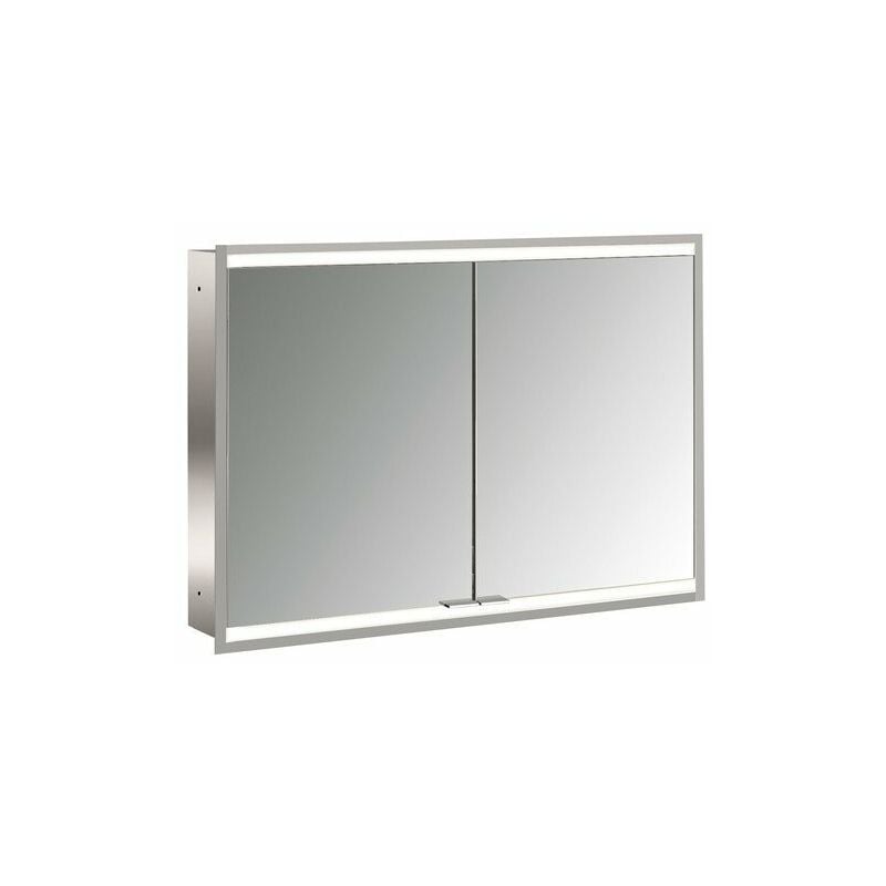 Emco prime 2 Armario con espejo iluminado, 1000 mm, 2 puertas, modelo empotrado, IP 20, sin paquete de luces, cumplimiento: Panel trasero de cristal