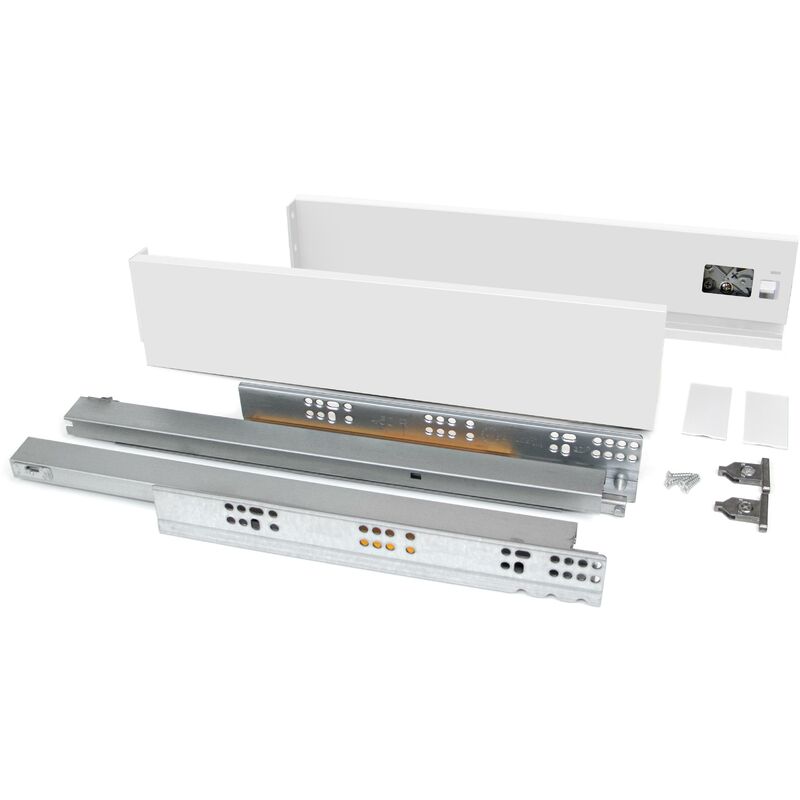 Kit cajón Vertex de cocina o baño, altura 83 mm, prof. 500 mm, 40 Kg, cierre suave, Acero, Blanco
Kit cajón Vertex de cocina o baño, altura 83 mm, prof. 500 mm, 40 Kg, cierre suave, Acero, Blanco