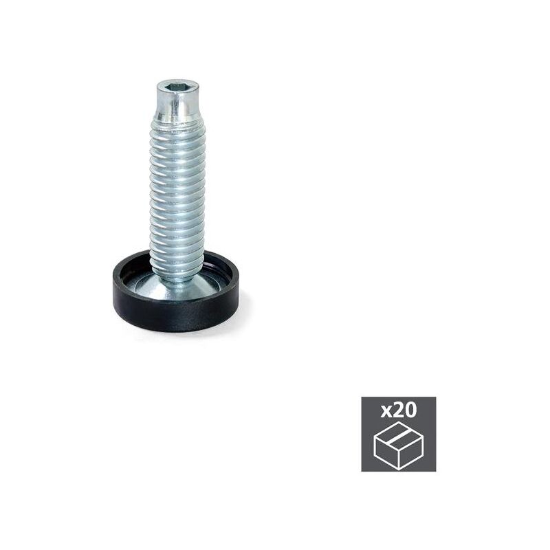 Pie nivelador para mueble, regulación interior, M10, D. 23 mm, altura 46 mm, Acero y plástico, 20 ud.
Pie nivelador para mueble, regulación interior, M10, D. 23 mm, altura 46 mm, Acero y plástico, 20 ud.