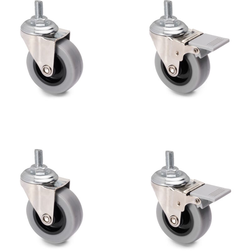 Ruedas con perno M8, D.50 mm, Acero y plástico, Gris, 4 ud. - Plástico gris - Emuca
Ruedas con perno M8, D.50 mm, Acero y plástico, Gris, 4 ud. - Plástico gris - Emuca