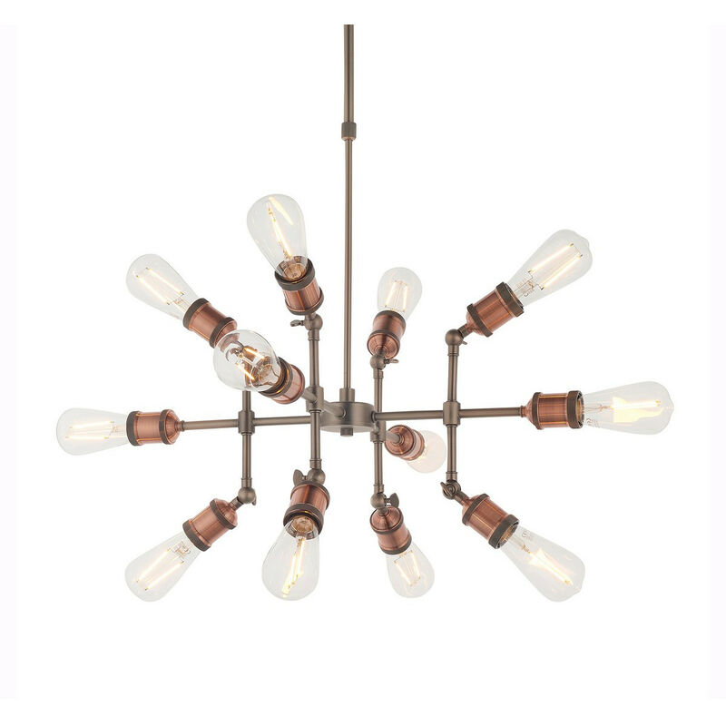 Endon Hal Lámpara colgante grande de estilo industrial con varios brazos, estaño envejecido y cobre con cabezas ajustables
Endon Hal Lámpara colgante grande de estilo industrial con varios brazos, estaño envejecido y cobre con cabezas ajustables