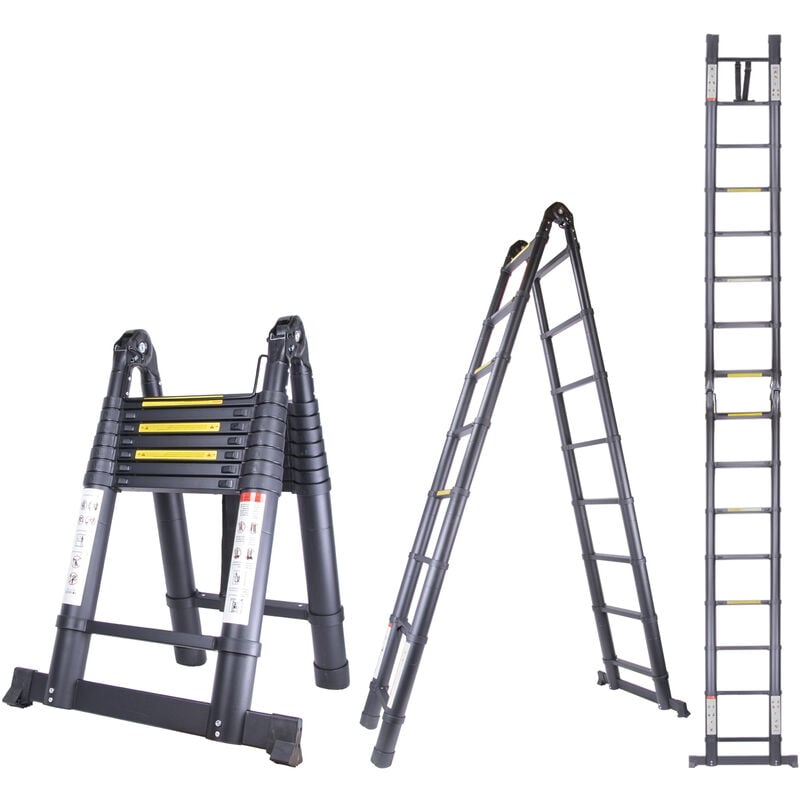 Escalera telescópica aluminio multifuncional aire libre portátil escalera telescópica doble cara jardín loft 5M (2.5M + 2.5M) - Negro
Escalera telescópica aluminio multifuncional aire libre portátil escalera telescópica doble cara jardín loft 5M (2.5M + 2.5M) - Negro