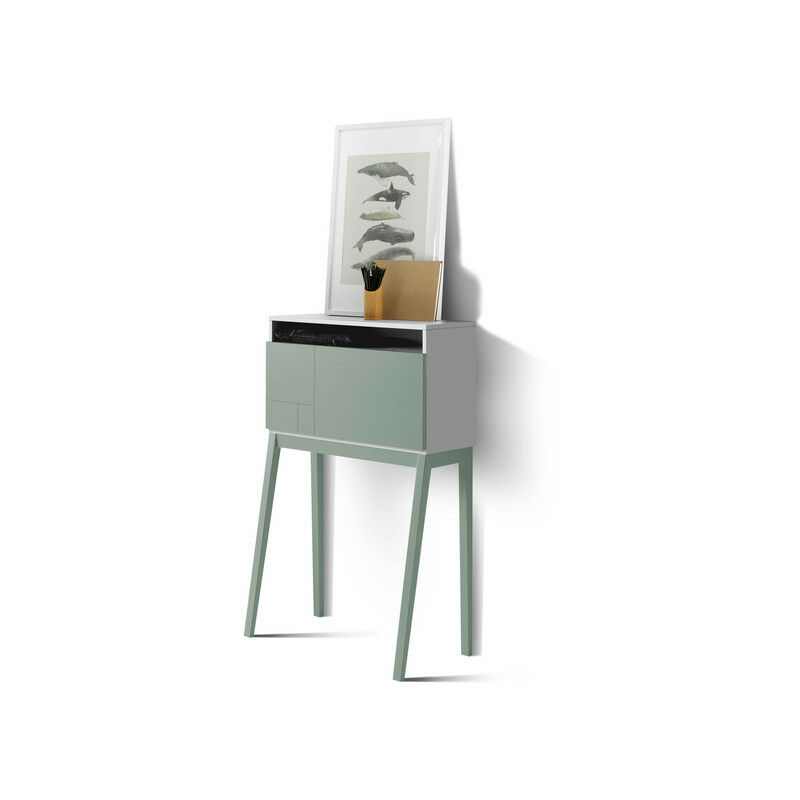 Escritorio BRISTOL en melamina blanca con puerta abatible y patas de haya verde. - Verde
Escritorio BRISTOL en melamina blanca con puerta abatible y patas de haya verde. - Verde