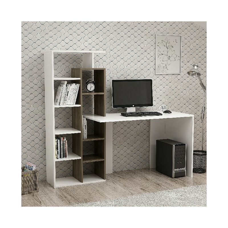 Homemania - Escritorio Poly con Libreria - con Compartimientos - para Estudio, Dormitorio, Oficina - Nogal, Blanco en Madera, 162 x 60 x 148 cm
Homemania - Escritorio Poly con Libreria - con Compartimientos - para Estudio, Dormitorio, Oficina - Nogal, Blanco en Madera, 162 x 60 x 148 cm