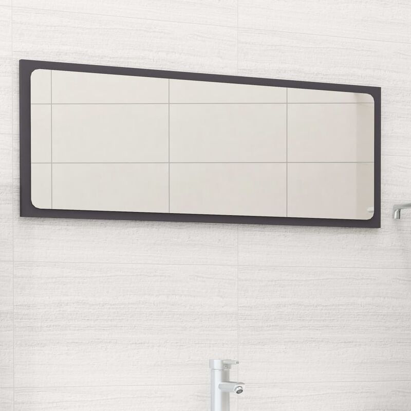 Espejo de baño aglomerado gris 90x1,5x37 cm