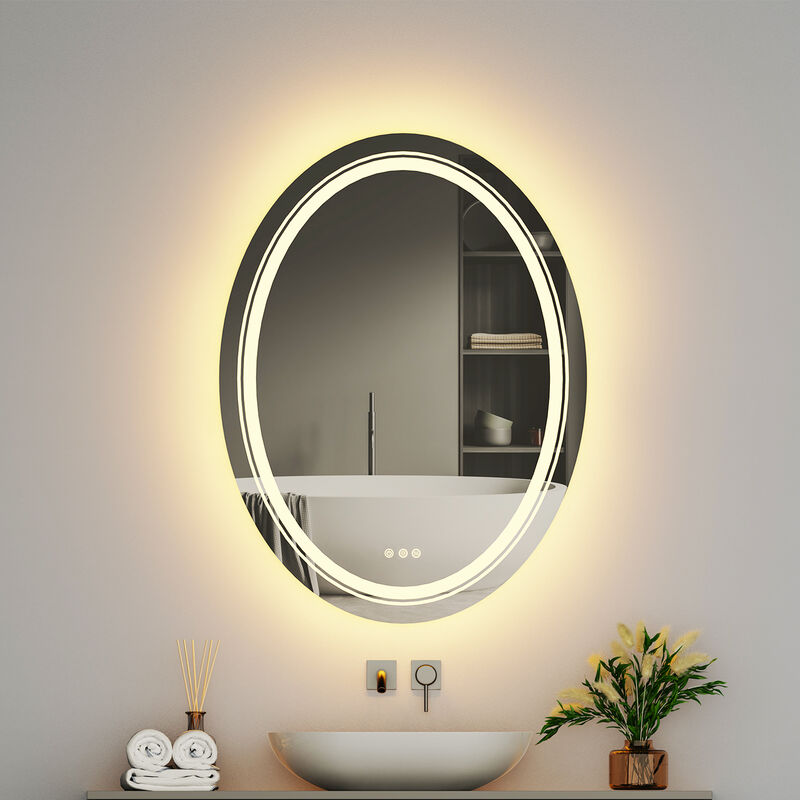 Espejo de Baño Ovalado LUVODI con Doble Iluminación LED, Regulable 3000-6000K, Intercambiable 50x70cm con Función Antivaho y Función de Memoria
Espejo de Baño Ovalado LUVODI con Doble Iluminación LED, Regulable 3000-6000K, Intercambiable 50x70cm con Función Antivaho y Función de Memoria