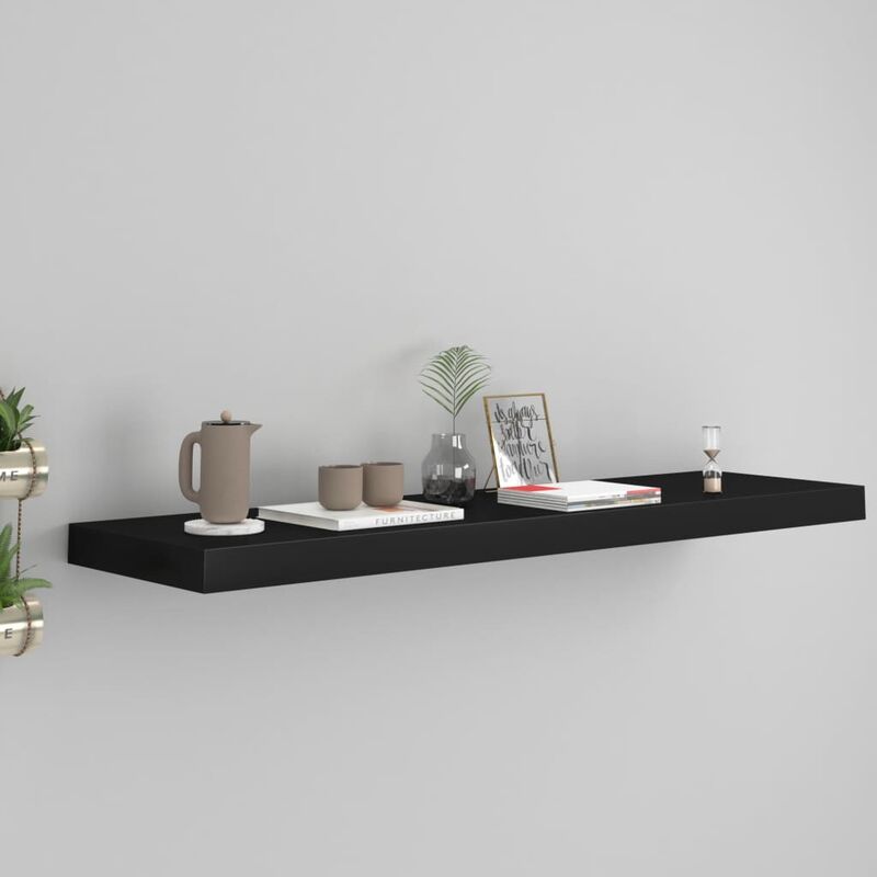 Estante flotante de pared negro MDF 90x23,5x3,8 cm