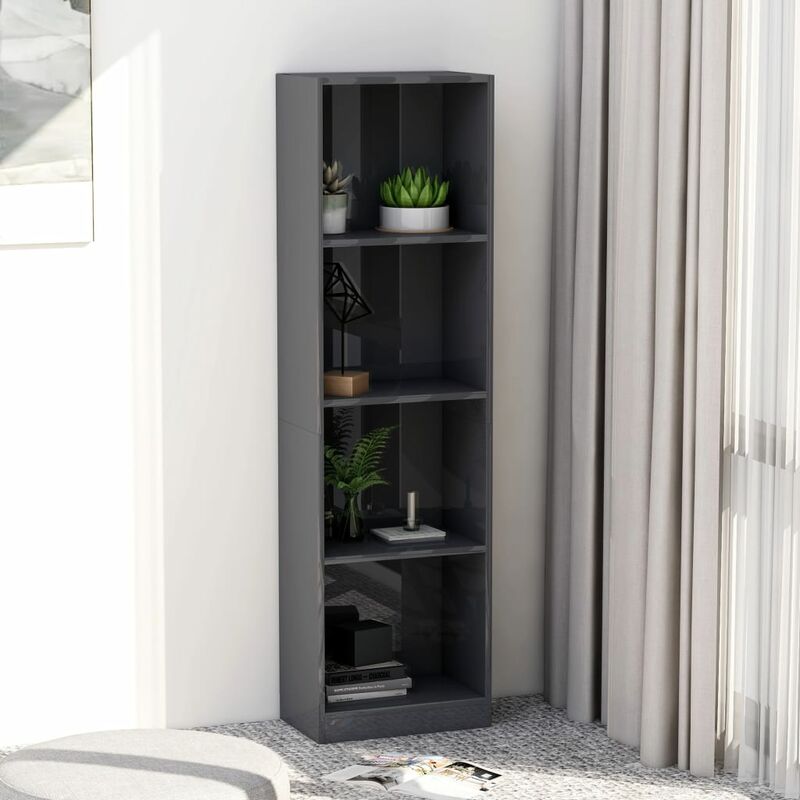 Estanteria de 4 niveles aglomerado gris brillante 40x24x142 cm
Estanteria de 4 niveles aglomerado gris brillante 40x24x142 cm