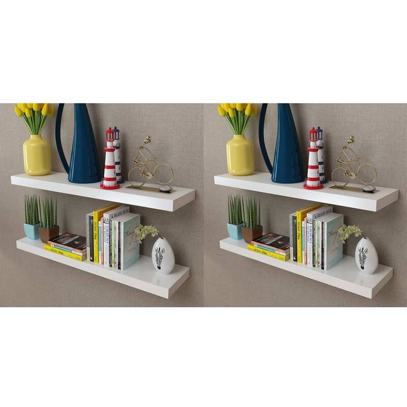 Estantes de pared 4 unidades blanco 80 cm - Blanco