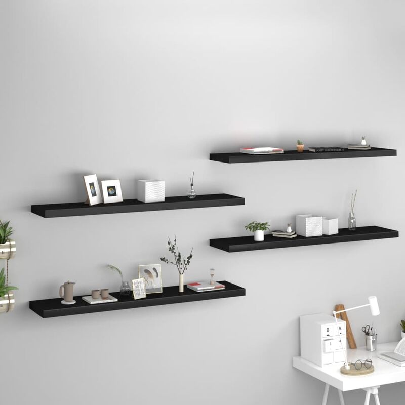 Estantes flotantes pared 2 uds negro MDF 120x23,5x3,8cm - Negro