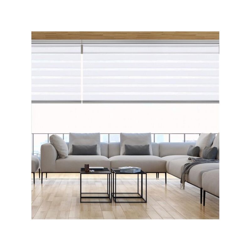 Estor dia y noche premium Blanco 140x250 - Blanco