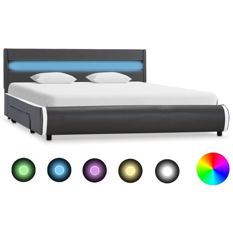 Estructura de Cama con LED Cuero Sintético Gris Antracita 140x200 cm - Gris - Vidaxl
Estructura de Cama con LED Cuero Sintético Gris Antracita 140x200 cm - Gris - Vidaxl