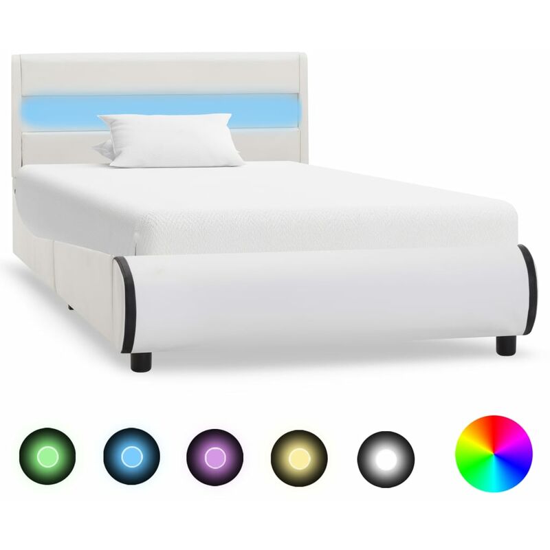 Estructura de cama con LED de cuero sintético blanco 100x200 cm - Blanco
Estructura de cama con LED de cuero sintético blanco 100x200 cm - Blanco