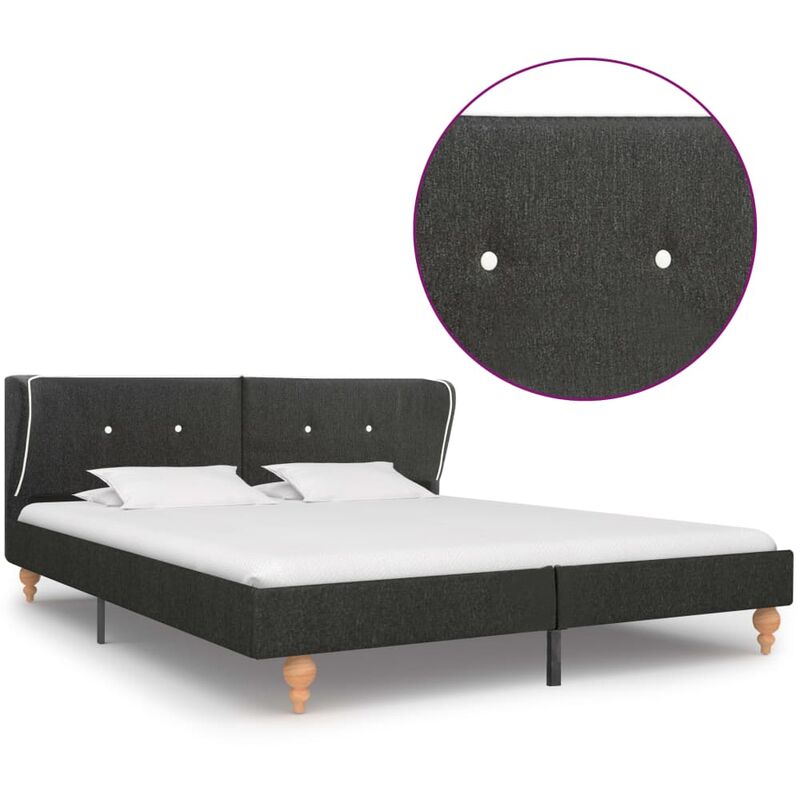 Estructura de cama de arpillera gris oscuro 160x200 cm