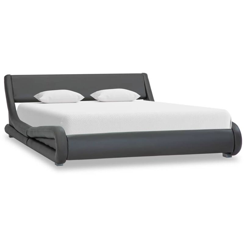 Estructura de Cama de Cuero Sintético Gris 140x200 cm - Gris - Vidaxl