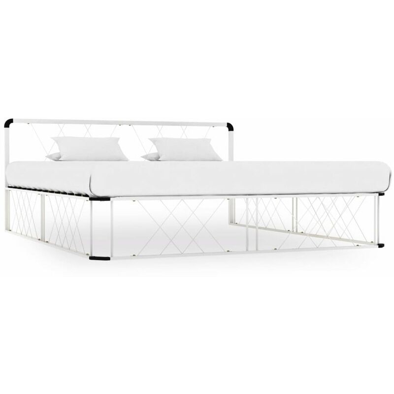 Estructura de cama de metal blanco 200x200 cm