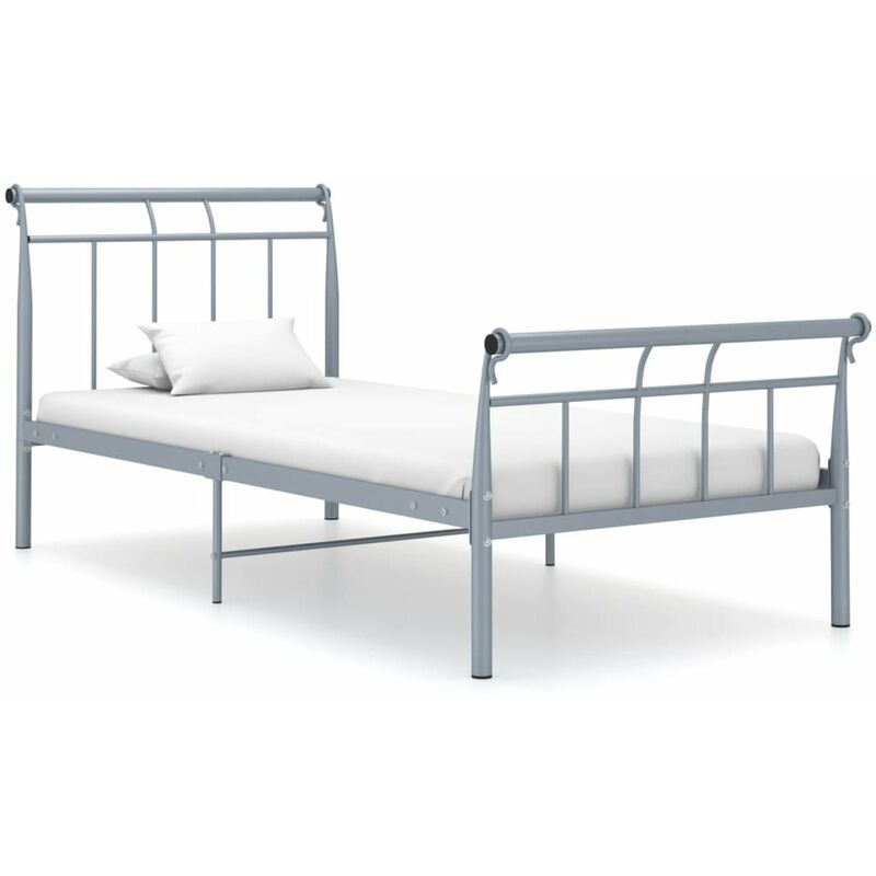 Estructura de cama de metal gris 90x200 cm