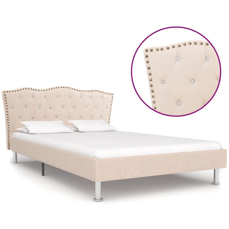 Estructura de cama de tela beige 120x200 cm