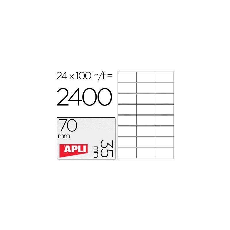 Genérica - Apli etiquetas blanco para impresora inkjet laser y fotocopiadoras 70 x 35 mm cantos rectos - 100 hojas-
Genérica - Apli etiquetas blanco para impresora inkjet laser y fotocopiadoras 70 x 35 mm cantos rectos - 100 hojas-