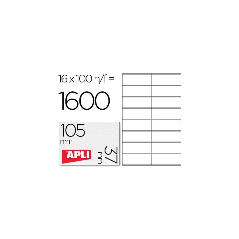 Genérica - Apli etiquetas blanco para impresora inkjet laser y fotocopiadoras 105 x 37 mm cantos rectos - 100 hojas-
Genérica - Apli etiquetas blanco para impresora inkjet laser y fotocopiadoras 105 x 37 mm cantos rectos - 100 hojas-