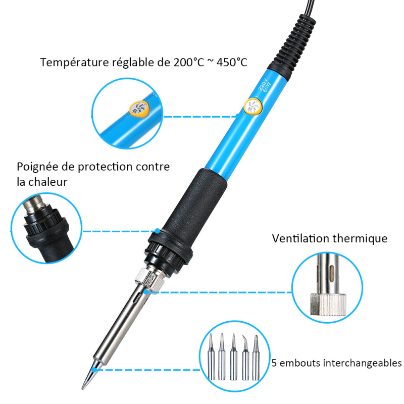 Kit de Fer à Souder électronique avec Outils de Réparation