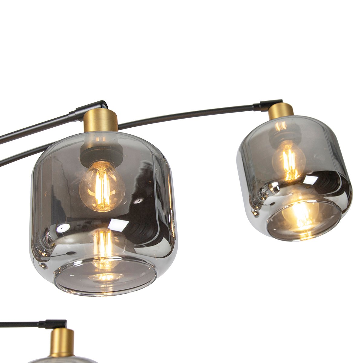 Floor Lamp Black With Gold With Smoke Glass Lights Zuzanna