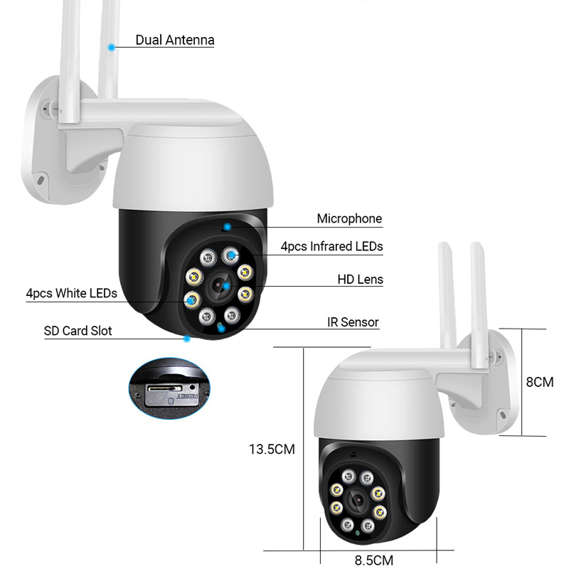 Tuya Telecamera Mini Smart Wifi Impermeabile Ptz X Mp