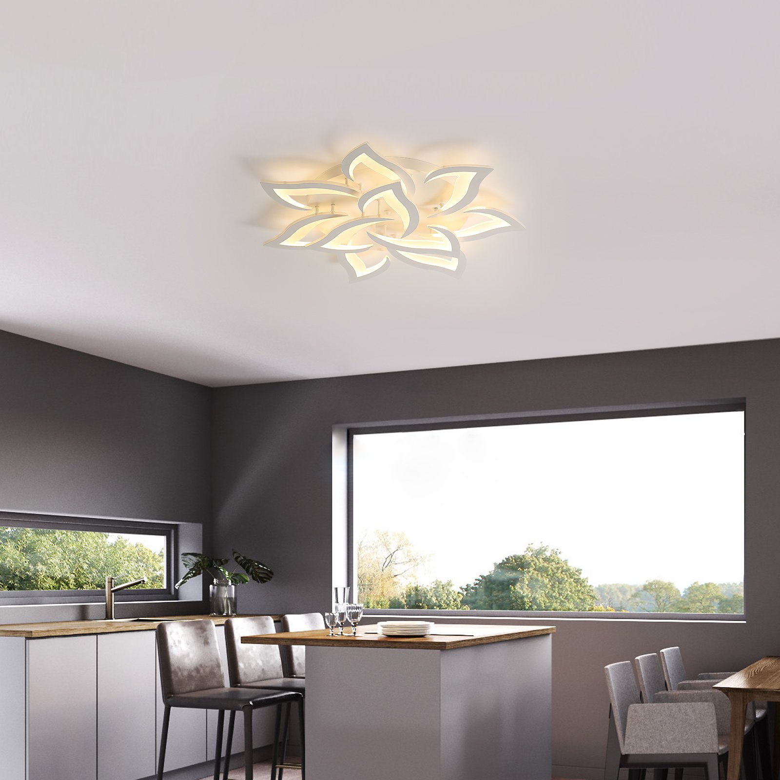 Aiskdan Plafonnier Led Moderne W K Luminaire Lustre Blanc En