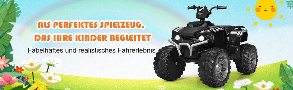 COSTWAY 12V Elektro Kinderquad Mit Scheinwerfer Mini Elektroquad Mit