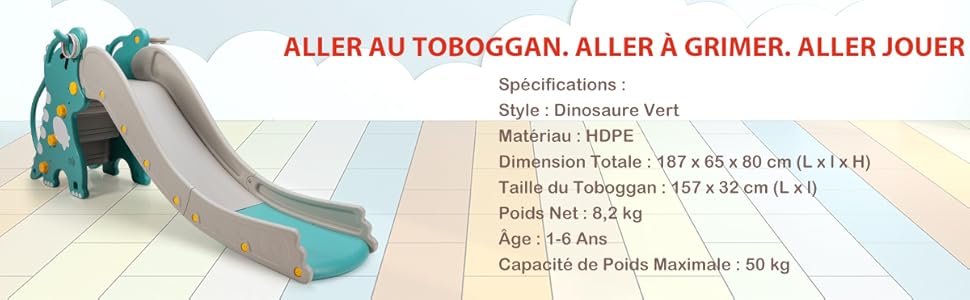 COSTWAY 4 En 1 Toboggan Enfants En Forme Dinosaure Avec Panier De