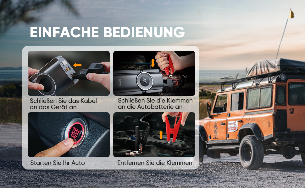 Buture Starthilfe Powerbank A Spitzenstrom Mah Auto Starthilfe