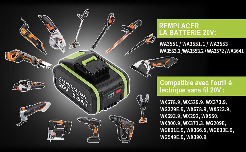 Packs De Batterie V Mah Pour Worx Wa Batterie Li Ion De