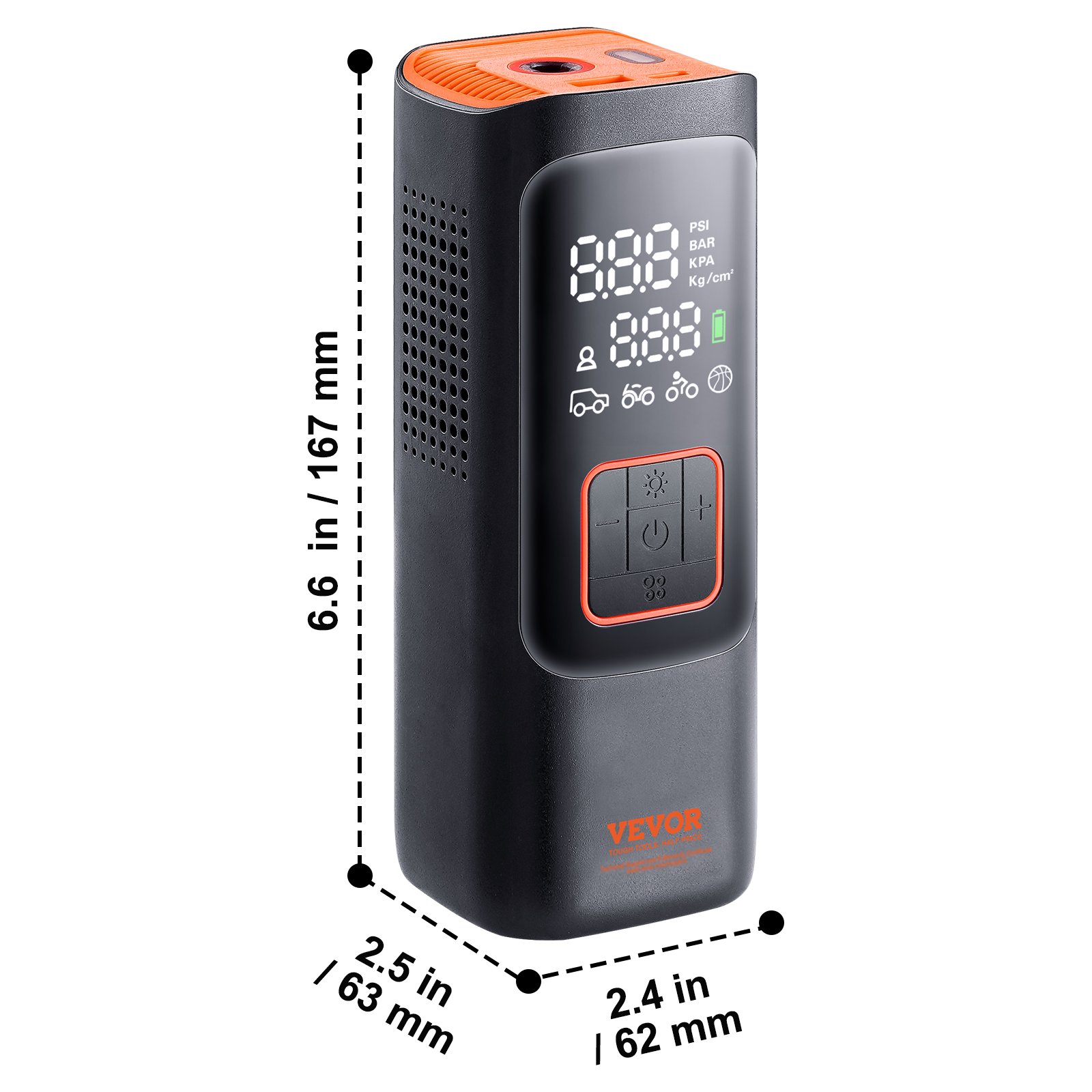 VEVOR Gonfleur Pneus Voiture 7800 MAh Compresseur A Air Portatif 11 Bar