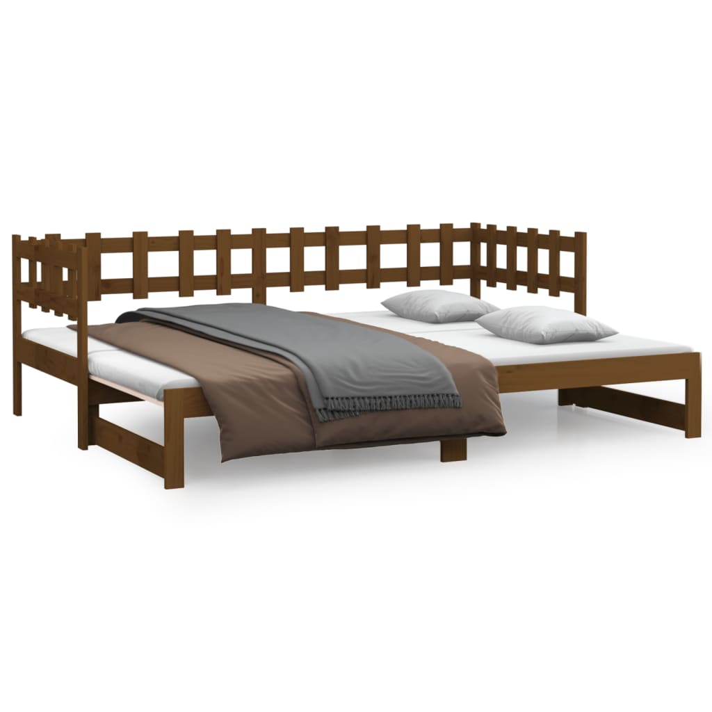 Tagesbett Ausziehbar Doppelbett Bett F R Schlafzimmer Honigbraun X