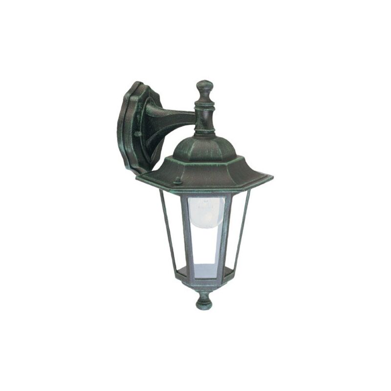 Farol jardín hexagonal verde soporte alto