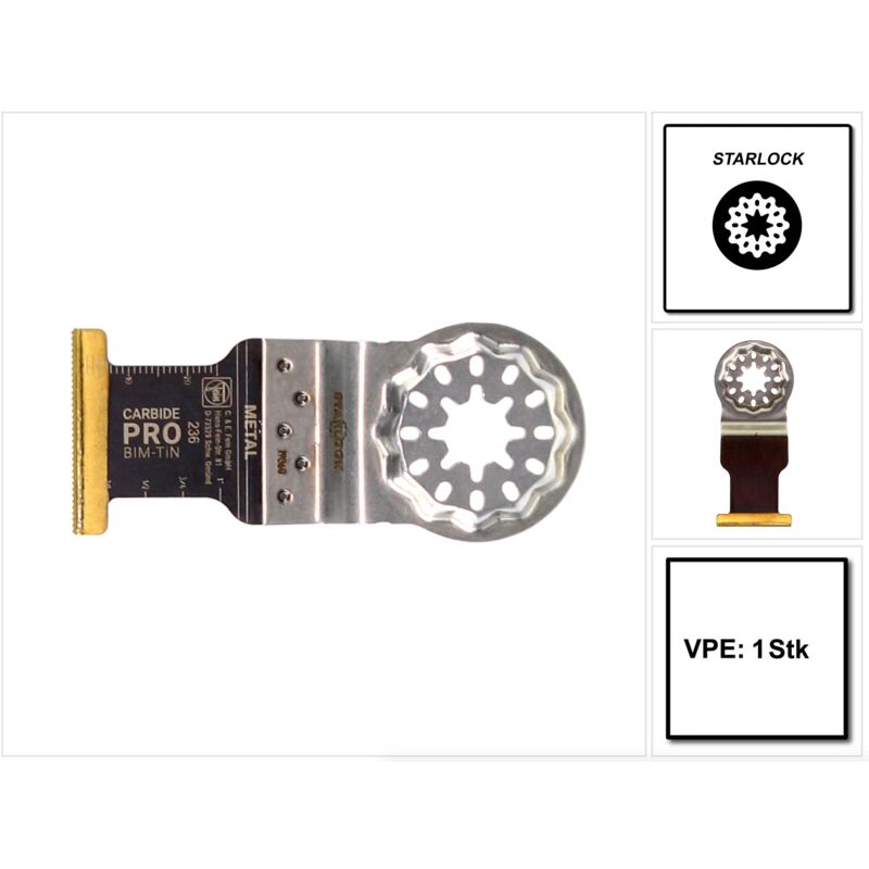 Hoja de sierra E-Cut Carbide Pro Starlock / Bimetal / 35 x 45 mm ( 63502236210 ) - Fein
Hoja de sierra E-Cut Carbide Pro Starlock / Bimetal / 35 x 45 mm ( 63502236210 ) - Fein
