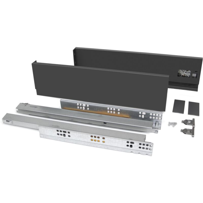 Kit cajón Vertex de cocina o baño, altura 93 mm, prof. 500 mm, 40 Kg, cierre suave, Acero, Gris antracita
Kit cajón Vertex de cocina o baño, altura 93 mm, prof. 500 mm, 40 Kg, cierre suave, Acero, Gris antracita