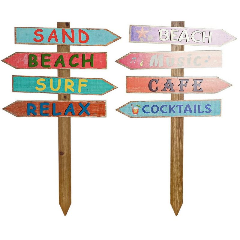 Figura Decorativa DKD Home Decor Señales Playa Madera MDF (2 pcs) (54.5 x 2.5 x 90 cm)