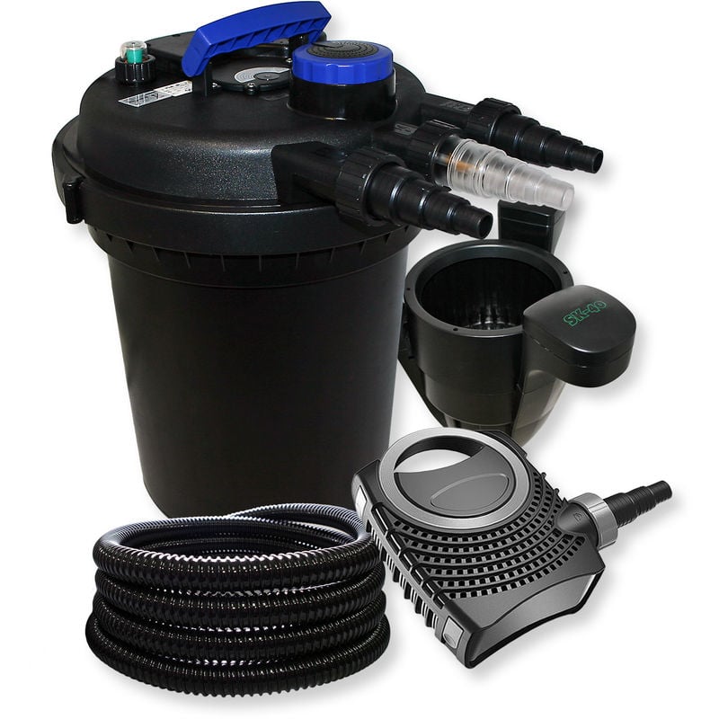 Wiltec - Filtro de presión de 10.000 l filtro Clarificador UVC con 11 W 70 W Bomba manguera de 25 m y skimmer
Wiltec - Filtro de presión de 10.000 l filtro Clarificador UVC con 11 W 70 W Bomba manguera de 25 m y skimmer