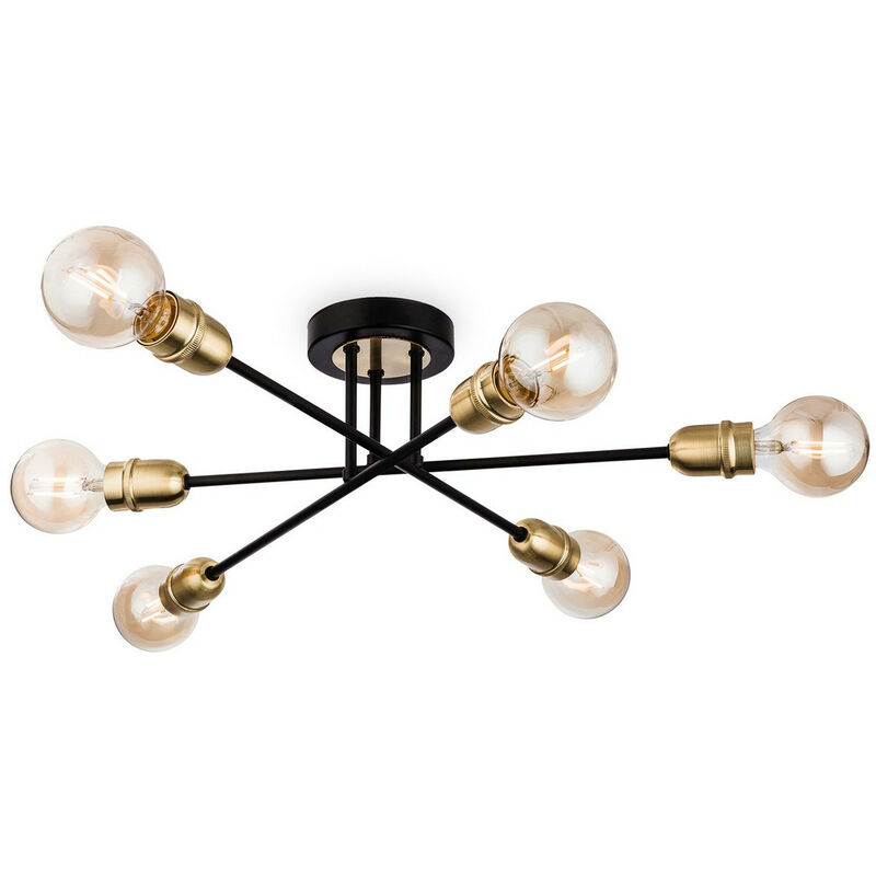 Trident - Lámpara semi empotrada de 6 brazos, 6 luces, negra con latón cepillado, E27 - Firstlight
Trident - Lámpara semi empotrada de 6 brazos, 6 luces, negra con latón cepillado, E27 - Firstlight