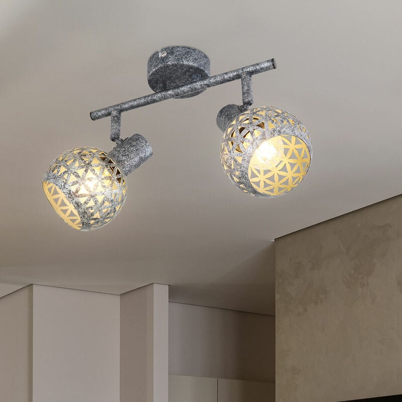 Foco, plafón, plafón, foco bidireccional, salón, focos móviles 2 llamas, perforaciones decorativas en metal gris antiguo, 2x casquillos E14, Al x An
Foco, plafón, plafón, foco bidireccional, salón, focos móviles 2 llamas, perforaciones decorativas en metal gris antiguo, 2x casquillos E14, Al x An