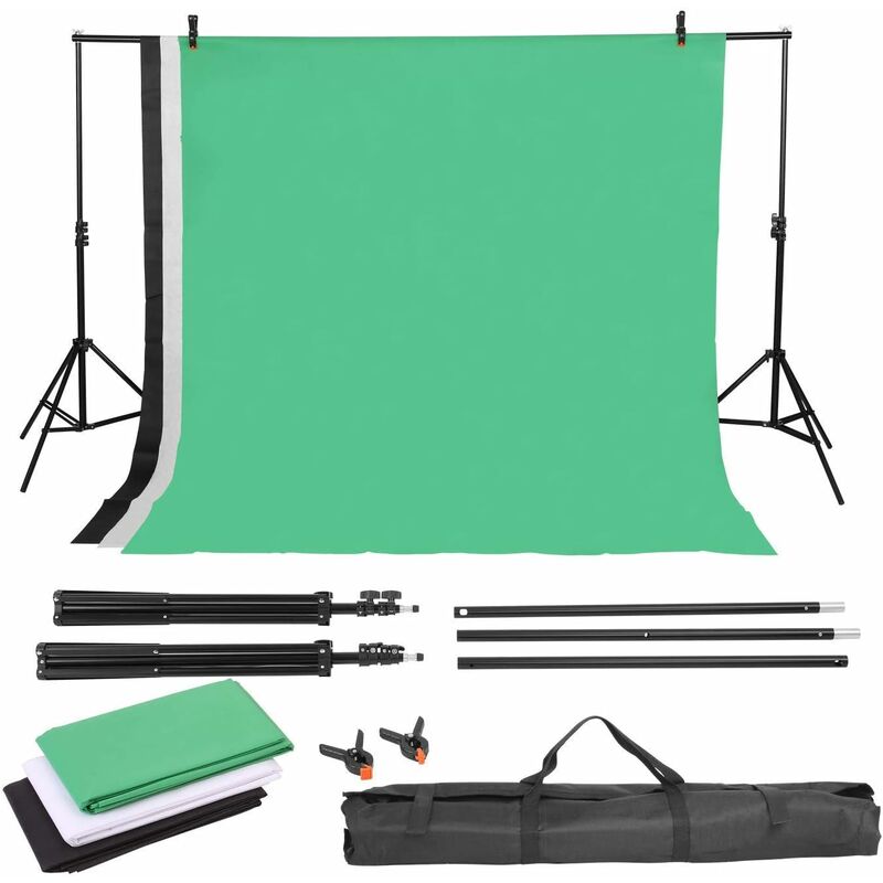 Femor - Fondo Fotográfico Backdrop con 2 x 3 m Soporte de Fondo + 1.6 * 2m Fondos (NegroBlancoVerde) + 2 Pinzas + Bolsa de Transporte para Fotografía
Femor - Fondo Fotográfico Backdrop con 2 x 3 m Soporte de Fondo + 1.6 * 2m Fondos (NegroBlancoVerde) + 2 Pinzas + Bolsa de Transporte para Fotografía